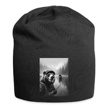 Selfie d’ours de pêche - Bonnet en jersey - noir - Devant