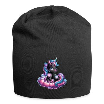 Magical Unicorn on Clouds with Heart Motifs for - Jersey Beanie - black - Front
