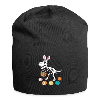 Easter Bunny Skeleton Dino with Easter Eggs Basket - Jersey Beanie - black - Front