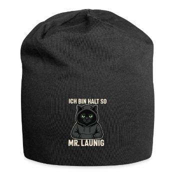 Mr. Launig – Ich bin halt so! Miesepeter-Katzen-De - Jersey-Beanie - Schwarz - Vorne