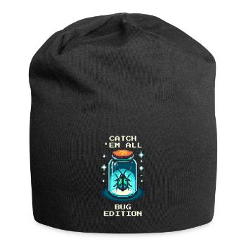 Insekten Sammeln Jagd Retro Pixel Art Gaming - Jersey-Beanie - Schwarz - Vorne