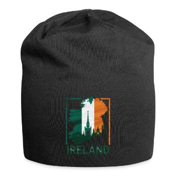 Irlandkarte Mit Skyline Und Irischer Flagge - Jersey-Beanie - Schwarz - Vorne