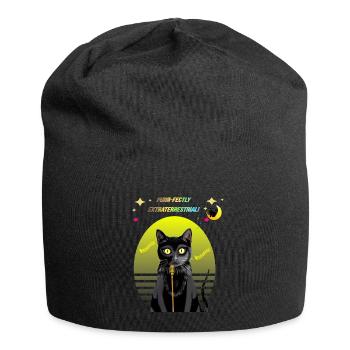 Purr Serenades Under The Soft Lemon Light - Jersey Beanie - black - Front