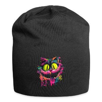 Bunte Psychedelische Grinsekatze Street Art Style - Jersey-Beanie - Schwarz - Vorne
