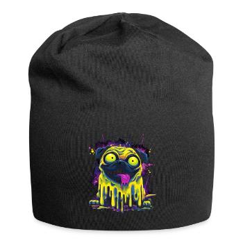 Trippy Psychedelischer Mops Bunter Graffiti Style - Jersey-Beanie - Schwarz - Vorne