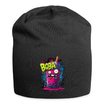 Boba Tea Monster in colorful graffiti street style - Jersey Beanie - black - Front