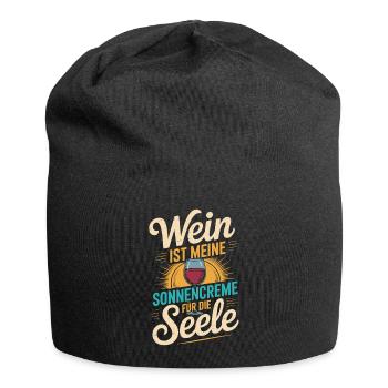 Wein als Sonnencreme der Seele - Jersey-Beanie - Schwarz - Vorne