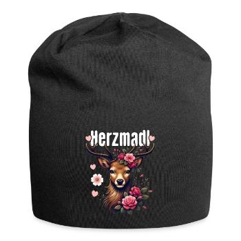 Herzmadl Shirt Damen Trachtenshirt Dirndl T-Shirt - Jersey-Beanie - Schwarz - Vorne