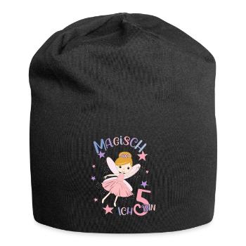 Birthday Shirt 5 Years Girl 5th Birthday Fairy - Jersey Beanie - black - Front