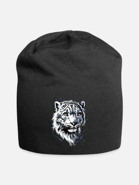 Schneeleopard Panther Raubkatze Großkatze Leopard - Jersey-Beanie - Schwarz