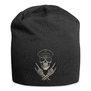 Rock Music, Skull, Rock Hand, Heavy Metal - Jersey Beanie - black - Front