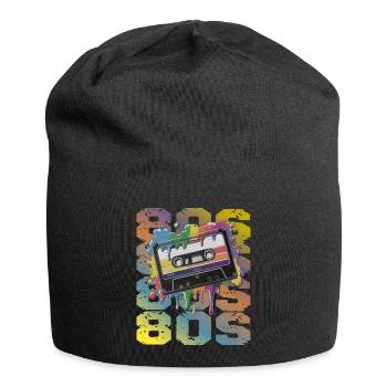80s Retro Kassette Regenbogen Nostalgie - Jersey-Beanie - Schwarz - Vorne