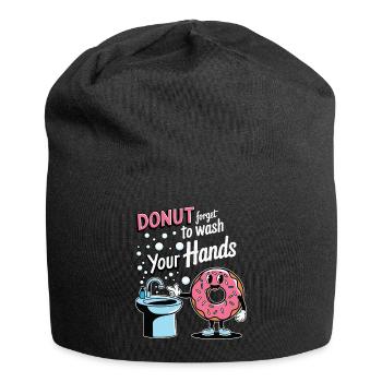 Donut : N’oubliez pas de vous laver les mains - Bonnet en jersey - noir - Devant