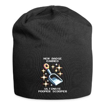 Pooper-Scooper Badge | Animal shelter everyday walk - Jersey Beanie - black - Front