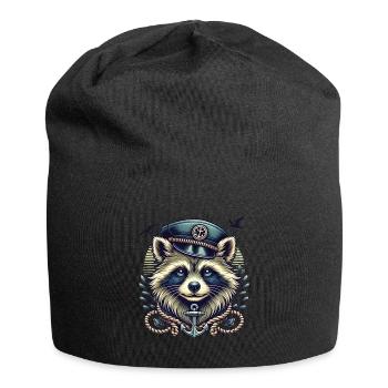 Maritime raccoon in a sailor's loooK - Jersey Beanie - black - Front