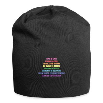 Human Rights Gay LGBTQ+ Pride Rainbow Flag - Jersey Beanie - black - Front
