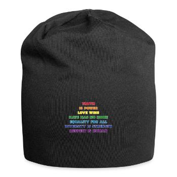 Gay LGBTQ+ Pride Regenbogenflagge Menschenrechte F - Jersey-Beanie - Schwarz - Vorne