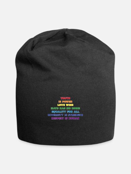 Gay LGBTQ+ Pride Regenbogenflagge Menschenrechte F - Jersey-Beanie - Schwarz
