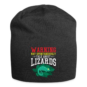 Fun Warning Lizard Talk Design - Jersey Beanie - charcoal grey - Front