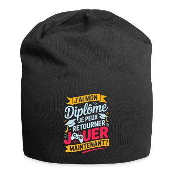 Ich habe mein Diplom, ich kann wieder Gamer spielen - Jersey-Beanie - Schwarz - Vorne