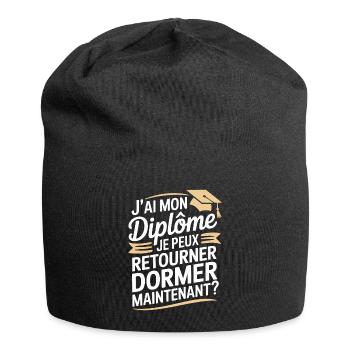 Ich habe mein Diplom, ich kann wieder einschlafen, Humor - Jersey-Beanie - Schwarz - Vorne
