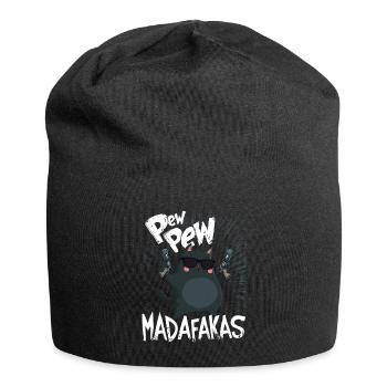 Pew Pew Madafakas Drôle de chat avec dicton - Bonnet en jersey - noir - Devant