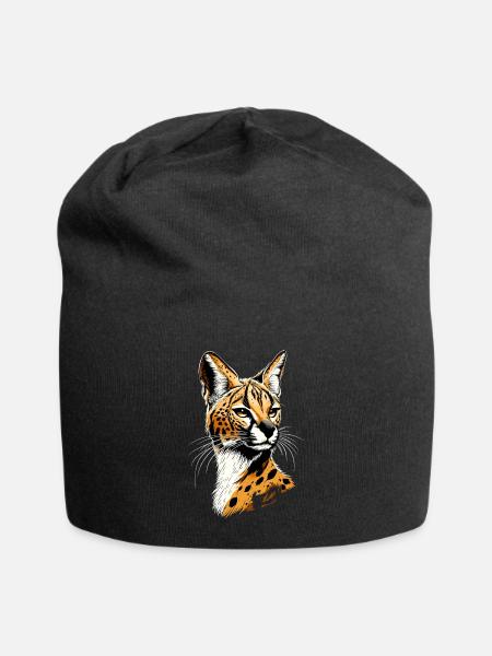 Serval Raubkatze Afrika Savannah Leopard Katzen - Jersey-Beanie - Schwarz