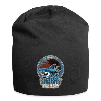 Haie machen mich glücklich. Aquaholic Design - Jersey-Beanie - Schwarz - Vorne