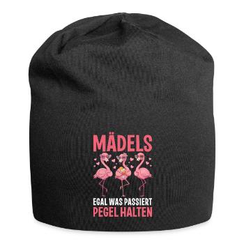 Mädels Egal Was Passiert Pegel Halten mit - Jersey-Beanie - Schwarz - Vorne