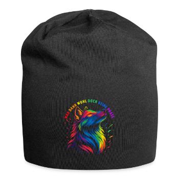 Wolf LGBTQ CSD LGBT Gay Pride Regenbogen Flagge - Jersey-Beanie - Schwarz - Vorne
