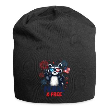 Raccoon Feral & Free Red White Feral 4th Of July - Jersey Beanie - black - Front