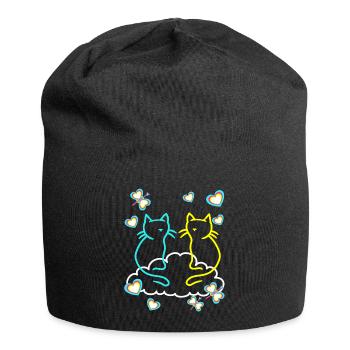 Retro Katzen Katze Kinder Mädchen Jungen Teenies - Jersey-Beanie - Schwarz - Vorne