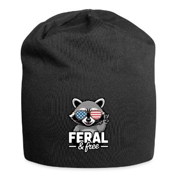 Raton laveur patriotique sauvage et libre - Bonnet en jersey - noir - Devant