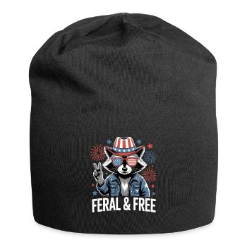 Raton laveur patriotique sauvage et libre - Bonnet en jersey - noir - Devant