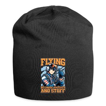 Aerobatic Pilot Flying Because Physics Aviation - Jersey Beanie - black - Front