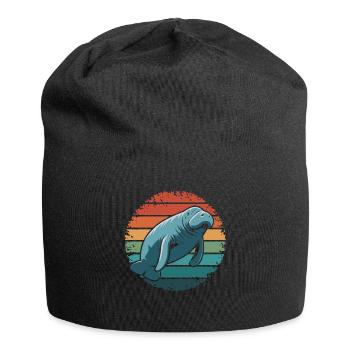 Manatee Retro Vintage Ocean Animal Funny Sea Cow - Jersey-Beanie - Schwarz - Vorne