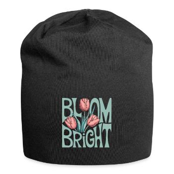 Bloom Bright Tulpen Illustration Frühlingshaftes - Jersey-Beanie - Schwarz - Vorne