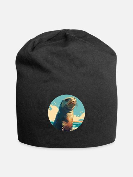 Seelöwen Seelöwe - Jersey-Beanie - Schwarz