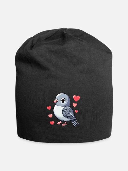 Taube voller Liebe - Jersey-Beanie - Schwarz