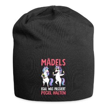 Mädels Egal Was Passiert Pegel Halten - Jersey-Beanie - Schwarz - Vorne