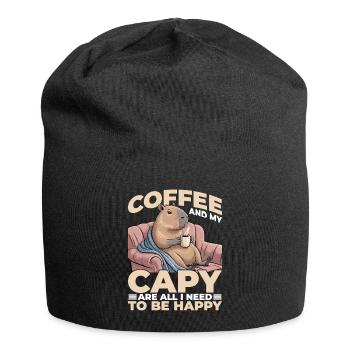Capybara Coffee - Jersey-Beanie - Schwarz - Vorne