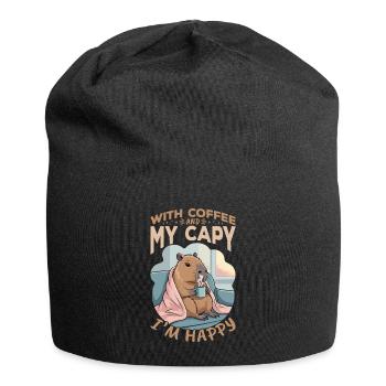 Capybara Coffee - Jersey-Beanie - Schwarz - Vorne