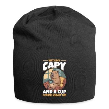 Capybara Coffee - Jersey-Beanie - Schwarz - Vorne