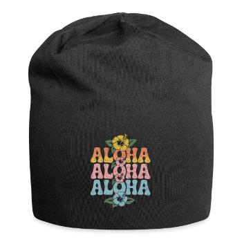 Aloha Tropische Blumen Retro Design - Jersey-Beanie - Schwarz - Vorne