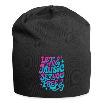 Lassen Sie sich von der Musik befreien, Retro Vibes - Jersey-Beanie - Schwarz - Vorne