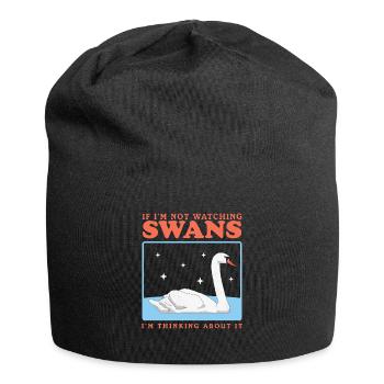 Schwäne Schwan Schwanenliebhaber Geschenke - Jersey-Beanie - Schwarz - Vorne