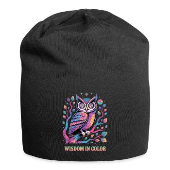 Vibrant Owl Wisdom in Color Design - Jersey Beanie - black - Front