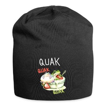 Frosch Frösche Quak Dessert Nachtisch Kinder - Jersey-Beanie - Schwarz - Vorne