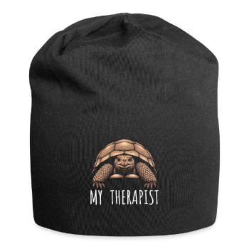 My therapist Sulcata Tortoise - Jersey Beanie - black - Front