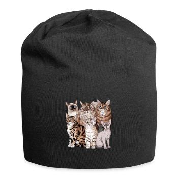 Verschiedene Katzenrassen Illustration - Jersey-Beanie - Schwarz - Vorne